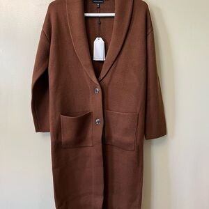 Universal Standard Anais Long Sweater Coat Womens Size 4XS (XS) Deep Camel NWT